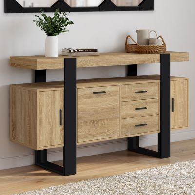 Buffet 140 cm PHOENIX 3 portes et 3 tiroirs bois et - vue 2