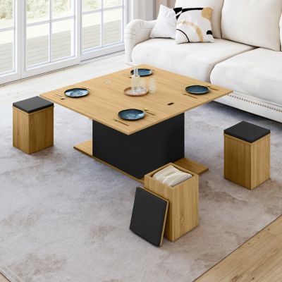 TABLE BASSE EDEN AVEC POUFS