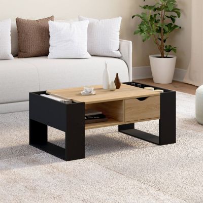 Table basse rectangulaire BERYL avec tiroir bois et façon hêtre - vue 10