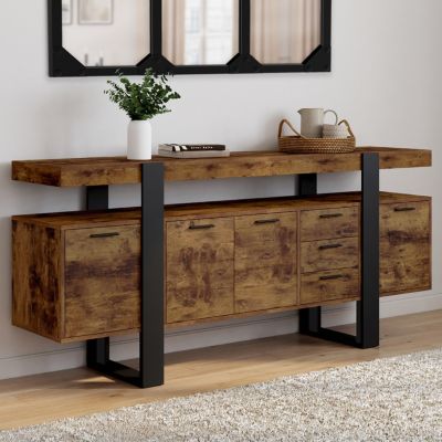Buffet 180 cm PHOENIX 4 portes avec 3 tiroirs bois effet vieilli et - vue 7