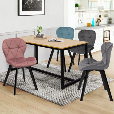 Lot de 4 chaises ROBINE en velours mix color pastel - vue 2