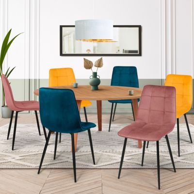 Lot de 6 chaises MILA en velours mix color x2 jaune ocre x2 x2