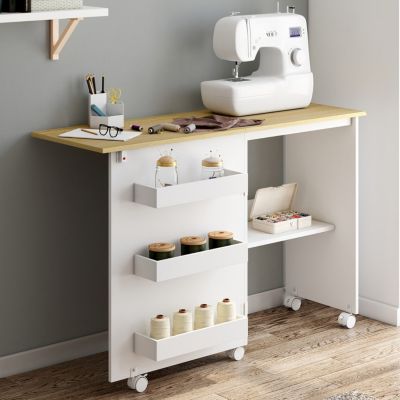 Table de couture pliable à roulettes meuble pour machine à coudre avec 4 étagères - vue 8