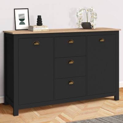 Buffet 130 cm ISIS campagne 2 portes et 3 tiroirs bois et - vue 2