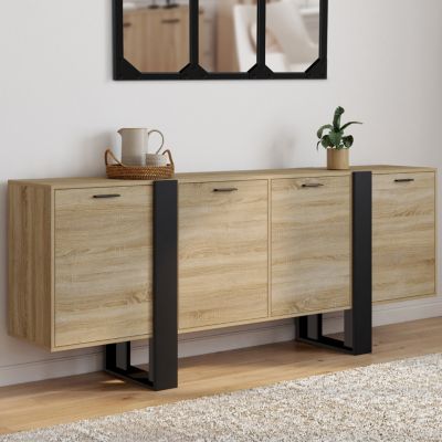 Buffet enfilade 200 cm PHOENIX 4 portes bois et - vue 7