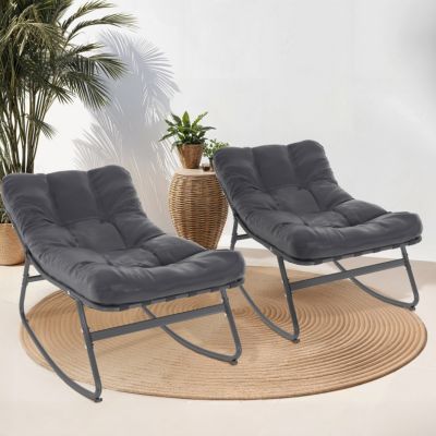 Lot de 2 fauteuils de jardin à bascule ARONA coussin - vue 2