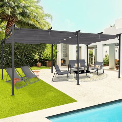 Pergola toit rétractable 6 pieds 3x6 M tonnelle gris anthracite