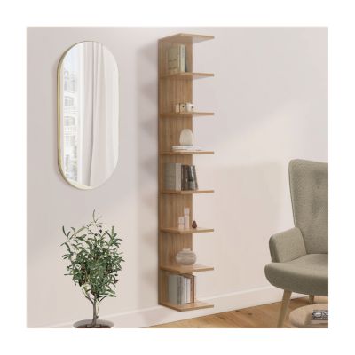 Etagère murale suspendue double position CHIARA 8 étagères façon hêtre 190 cm - vue 2