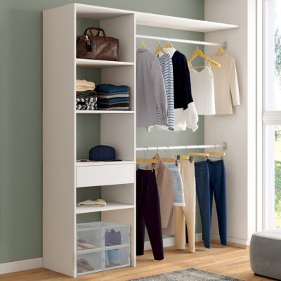 Kit dressing MELINE 160 x 40 x 180 cm avec étagères + tiroir + double penderie - vue 6