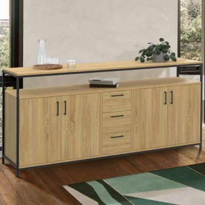 Buffet 180 cm DETROIT 4 portes et tiroirs design industriel