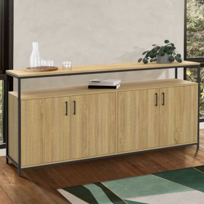 Buffet 160 cm DETROIT 4 portes bois et design industriel