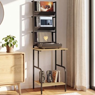 IDMarket Meuble d'appoint Haut avec Supports Vinyle Nevil Bois et
