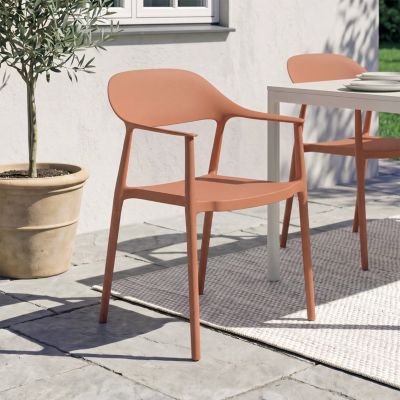 Lot de 4 chaises de jardin empilables SUZON en polypropylène terracotta - vue 9
