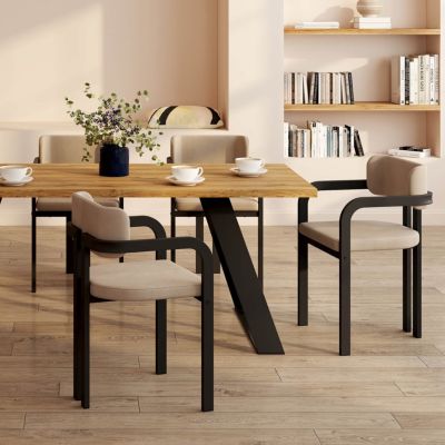 Lot de 4 chaises de salle à manger fauteuils de table ESMA en métal et velours avec accoudoirs
