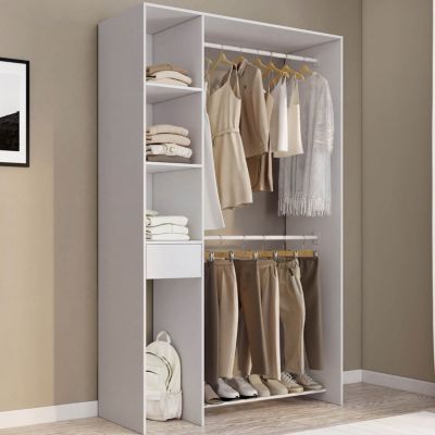 Dressing double penderie . 110 cm MIRTY avec étagères + tiroir + rangements à chaussures - vue 8