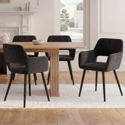 Lot de 4 chaises de salle à manger fauteuils de table HOLY en velours