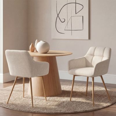 Lot de 2 chaises GINA tissu chenille pieds effet bois - vue 7