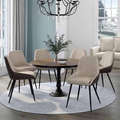 Lot de 6 chaises THALYA bi matière en tissu et PU et pour salle à manger - vue 9