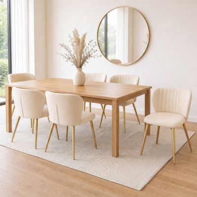 Lot de 6 chaises KASIA en velours pieds dorés