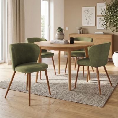 Lot de 4 chaises PAULIE en tissu chenille pieds noyer pour salle à manger - vue 2