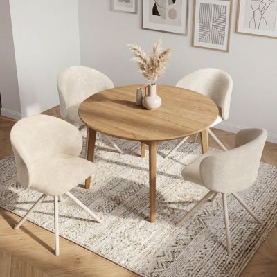 Lot de 4 chaises pivotantes KIRA en tissu chenille et pied métal pour salle à manger - vue 2