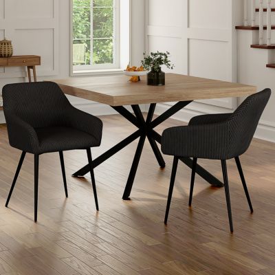 Lot de 2 chaises de salle à manger fauteuils de table JANY en velours côtelé - vue 7