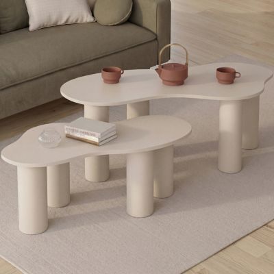 Lot de 2 tables basses gigognes ORGANIQUE 80110 cm bois - vue 8
