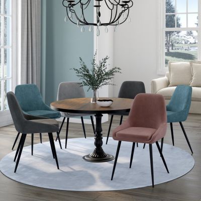 Lot de 6 chaises THALYA en velours mix color pastel x2 x2 avec accoudoirs - vue 2