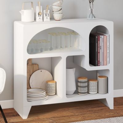 Buffet organique 80 cm ALESIA bois meuble de rangement 4 niches - vue 8