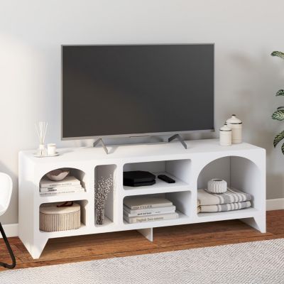 Meuble TV 140 cm organique ALESIA 6 niches bois - vue 7