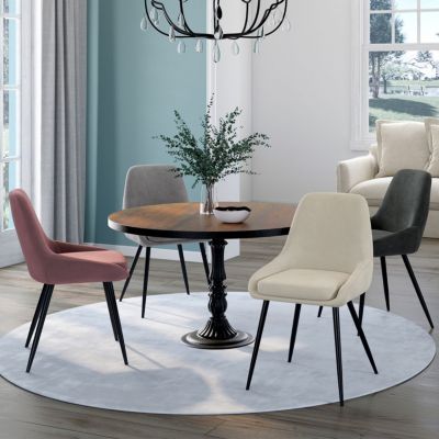 Lot de 4 chaises THALYA en velours mix color crème avec accoudoirs