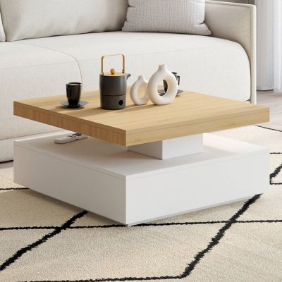 Table basse carrée pivotante THEA 70 cm bois et - vue 9