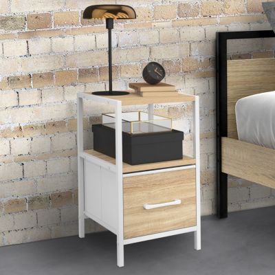 Lot de 2 tables de chevet UTAH 1 tiroir et 1 niche bois et - vue 6