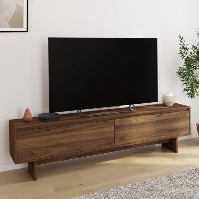 Meuble TV 180 cm YURI 2 portes effet noyer - vue 7