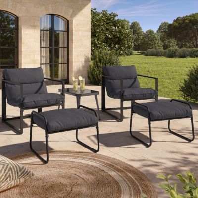 Lot de 2 fauteuils de jardin MARCO avec repose pieds coussin - vue 8