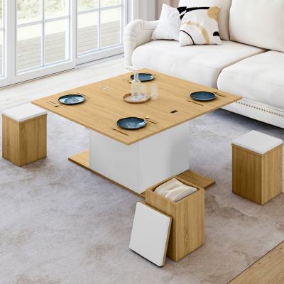 Table basse EDEN poufs boisbl
