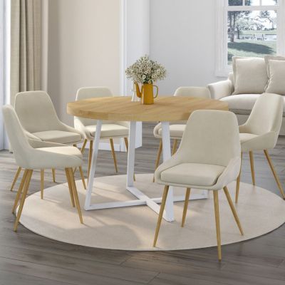 Lot de 6 chaises de salle à manger THALYA en velours et pieds effet bois avec accoudoirs - vue 7