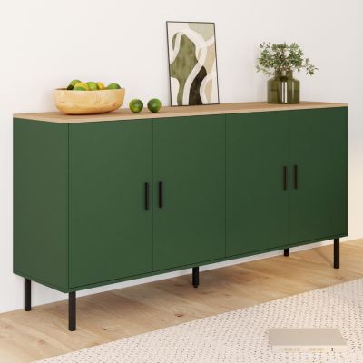 Buffet 160 cm KELIA 4 portes et plateau bois - vue 7
