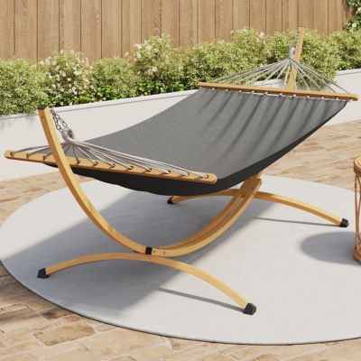 IDMARKET Hamac avec support métal effet bois et toile - vue 6