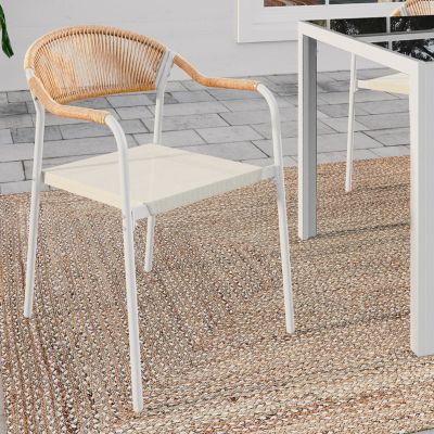 Lot de 6 chaises de jardin MADEIRA métal cordage et textilène et rotin - vue 2