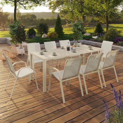 Salon de jardin MADRID table 190 cm et 8 chaises empilables - vue 8