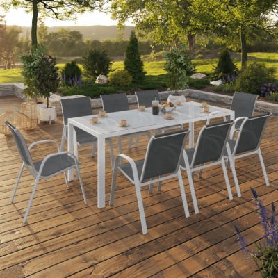 Salon de jardin MADRID table 190 cm et 8 chaises empilables et - vue 9