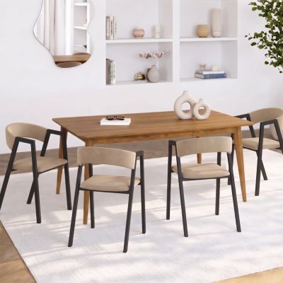 Lot de 4 chaises CAMILLE en métal et velours avec accoudoirs
