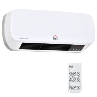 Radiateur mural soufflant 2000 W - chauffage céramique PTC - 3 niveaux de puissance - télécommande incluse blanc noir