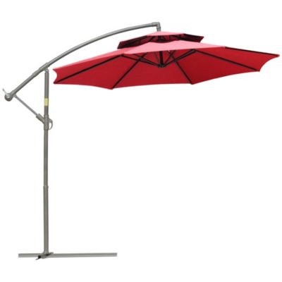 Parasol déporté octogonal inclinable manivelle dia. 2,65 x 2,45H m acier époxy polyester