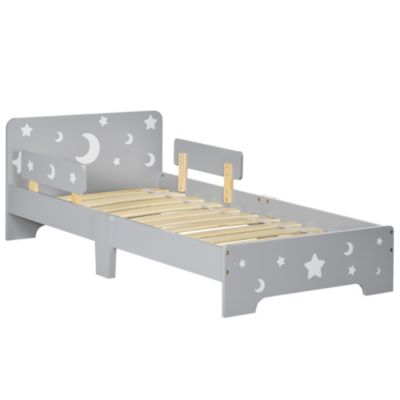 Lit enfant design étoiles lune - 3-6 ans - dim. 143L x 74l cm - sommier à lattes inclus - gris
