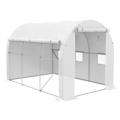Outsunny Serre de jardin tunnel 6 m² acier galvanisé renforcé dia. 1,9 cm bâche PE haute densité Gris - vue 2