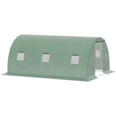 Outsunny Serre tunnel 13,5 m² dim. 4,5 x 3 x 2 m - 6 fenêtres, porte zippée enroulable - acier galvanisé PE haute densité Gris - vue 2