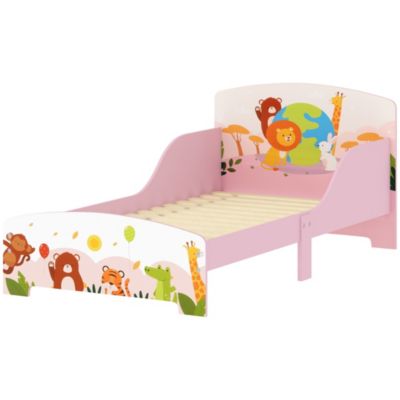 Lit enfant - lit d'enfant design animaux - sommier à lattes inclus - MDF contre-plaqué rose