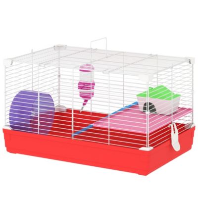 Pawhut Cage rongeur hamster 2 niveaux cabane roue échelle biberon mangeoire 47 x 30 x 27 cm Blanc - vue 2